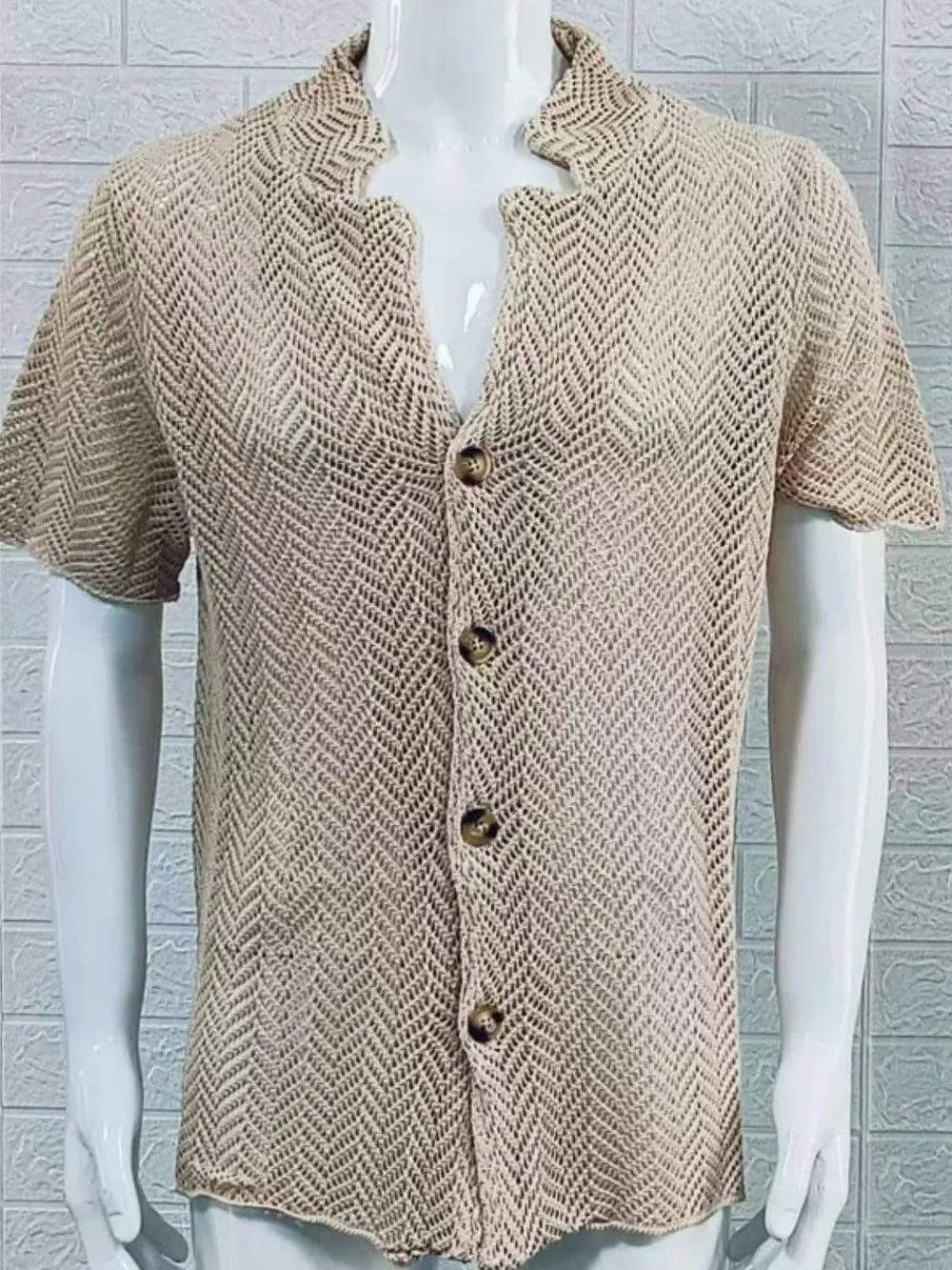 Cardiff ™ |  Herringbone Eyelet Knit Shirt