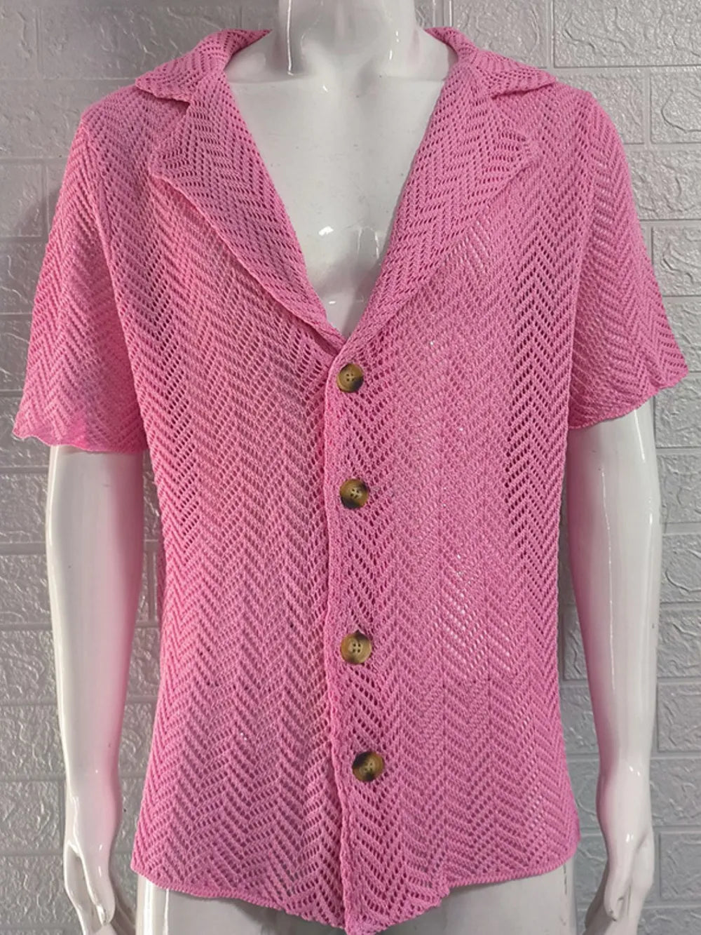 Cardiff ™ |  Herringbone Eyelet Knit Shirt