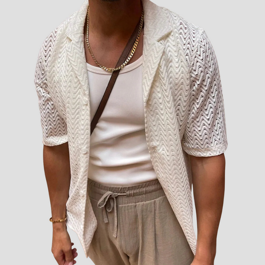 Cardiff ™ |  Herringbone Eyelet Knit Shirt
